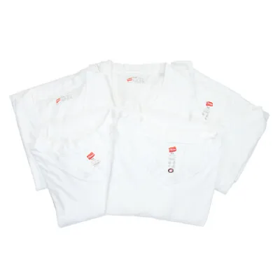 $35 • Buy Hanes Basic T-Shirts Plain White Cotton V-Neck Short Sleeve Mens Tee XL (5-Pack)