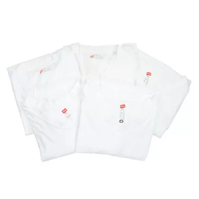 $35 • Buy Hanes Basic T-Shirts Plain White Cotton V-Neck Short Sleeve Mens Tee XL (5-Pack)