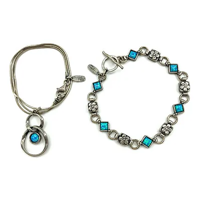 Shablool Magnolia Sterling Silver Opal Necklace & Bracelet Set • $64.77