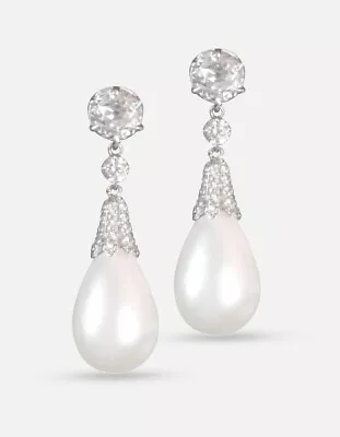 Queen Victoria's Inspired Pearl Drop Dangle Earrings 925 SS Handmade Jewelry New • $445.90