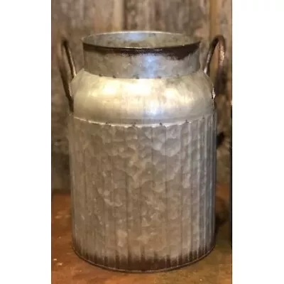 NEW Farmhouse Milk Can Galvanized Metal Canister Vase Vintage Style 10 Tx8 W • $22.99