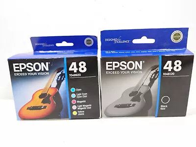 New Genuine EPSON 48 Black And Color Ink Cartridges T048 Exp 2014 Cyan Light  • $54.99