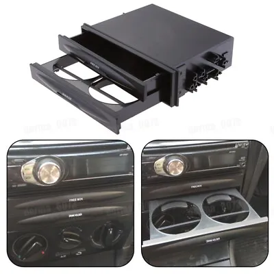 Car Radio Stereo Dash Double-Din Kit+Drink Cup Holder+Storage Box ABS Black • $18.12