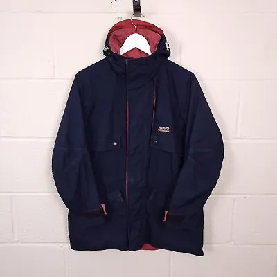 MUSTO Jacket Mens XS Performance Hooded Windbreaker Rain Coat Navy 90s • £19.90