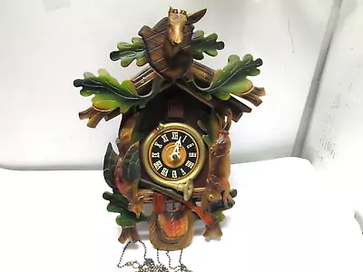 Vintage Cuckoo Clock Black Forest Germany Deer Topper Wood AS-IS LOOK @ VIDEO • $49