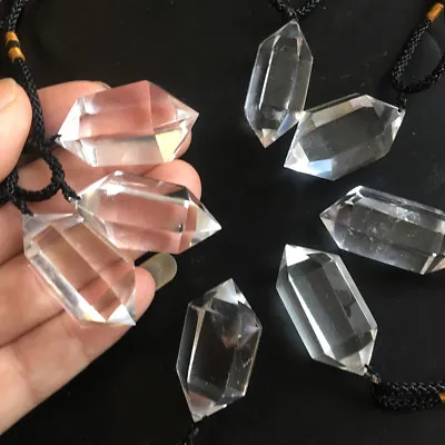 Natural Clear Quartz Crystal Wand Pendulum Pendant Necklace Chakra Healing Stone • $3.99