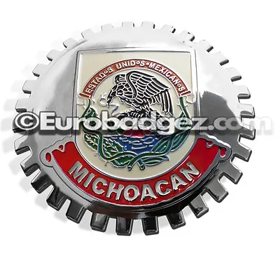 1- NEW Chrome Front Grill Badge Mexican Flag Spanish MEXICO MEDALLION MICHOACAN • $19.99