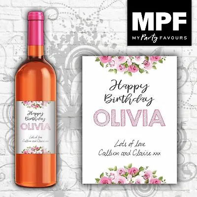 £3 • Buy Personalised Birthday Wine Bottle Label Gift - Any Name Message- Mum Nan Sister