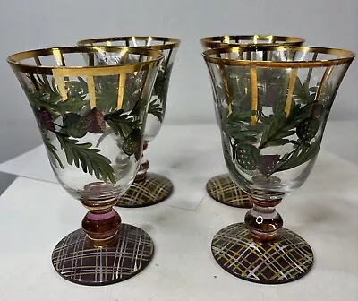 Mackenzie Childs Set Of 4 Vintage Water Wine Goblet Glasses • $100