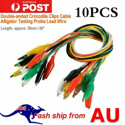 10PCS Electrical Alligator Clips Test Lead Jumper Wire Crocodile Cable Wire HOT • $9.15