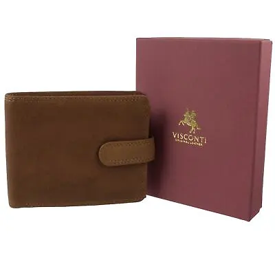 Mens Tan Leather Wallet Tabbed Bi-Fold Visconti; Darwin Range Change Gift Box • $55.48