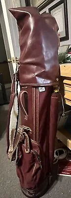 Vintage Ron Miller Pro Golf Bag Cart Bag Faux Leather Sherpa Strap Made In USA • $50