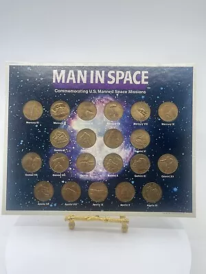 VTG RARE 1969 Bronze MAN IN SPACE Coin Collection Board Complete • $55