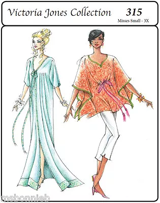 Caftan W/3 Neckline 5 Length Options - Victoria Jones Easy Sewing Pattern 315 • $15.95