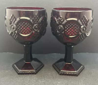 Vintage Avon 1876 Cape Cod Ruby Red 2 Water Goblets • $8.97