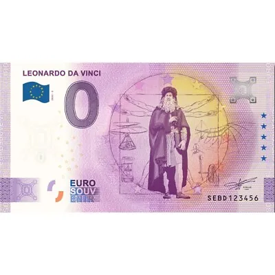 £3.18 • Buy 0 € Zero Euro Souvenir Italy 2022 Banknote - Leonardo Da Vinci