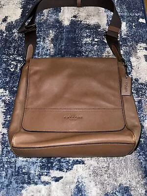 Coach Brown Leather  Houston Map Men Bag NICE • $29.99