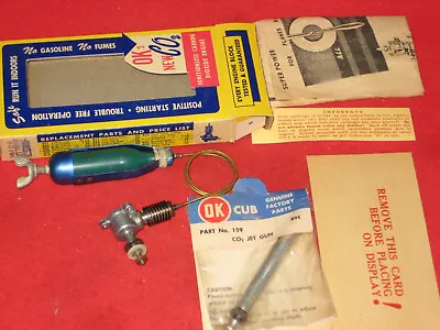 # NEW VINTAGE 1950's HERKIMER OK Co2 MODEL AIRPLANE ENGINE MOTOR WBOX & JET GUN • $26.88