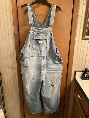 Vintage Liberty Overalls Distressed Denim Work Wear Carpenter Mens 40x28 • $24.95