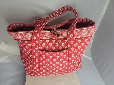 Vera Bradley Tote Bag Womens Medium Red Quilted Retired Nantucket Purse • $15.99