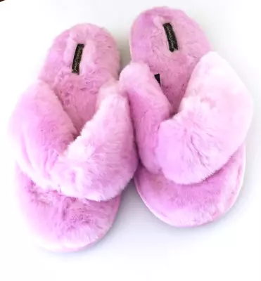 Victoria Secret Plush Faux Fur Lilac Flip Flops Slipper Furry Thongs  L Nwot • $24.99
