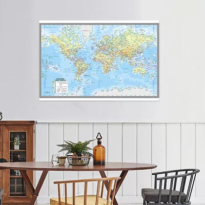 Spanish World Map Detailed Print Wall Decor 5x3ft 7x5ft • $12.07