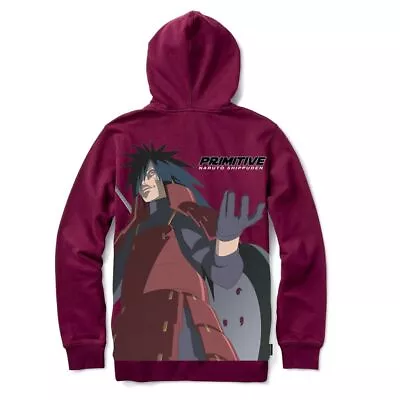 Primitive X Naruto Shippuden Madara Uchiha Collab Skate Hoodie Pullover Maroon • $89.99