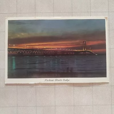 Vintage Mackinac Straights Bridge Suspension Michigan Postcard Photo Souvenir • $3