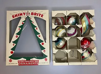 Vintage Christmas Ornaments - Shiny Brite Box Max Eckardt & Sons - 8 Bulbs • $39