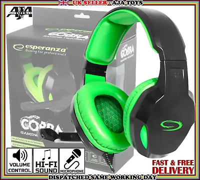 Stereo Headphones With Microphone. Headset For PC Laptop Skype Discord Cobra  • £15.99