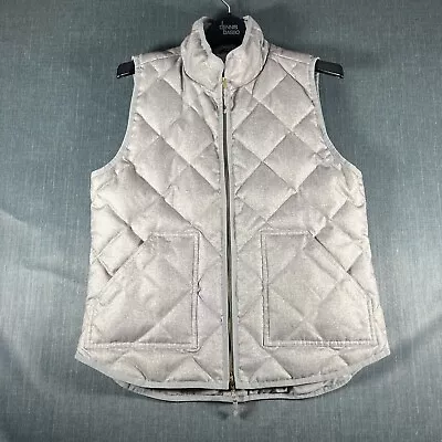 J Crew Mens Quilted Vest Light Gray Full Zip Size M Polyester • $31.10