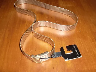 NEW~KENNETH COLE~NEW YORK~Gold Metallic Magnetic Snaps Closure Belt Size L~CUTE~ • $14.96