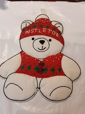 1986 Marshall Fields Mistletoe Bear Hot Pad  9 H • $45