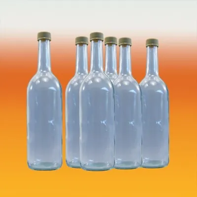750ml Clear Glass Bottles With Screw Caps X 9 -  Mineral Water Juice Spirit • £16.21