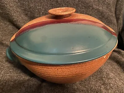 Walt Glass Pottery Texas Sunset Round Serving Bowl W Lid Vintage • $60