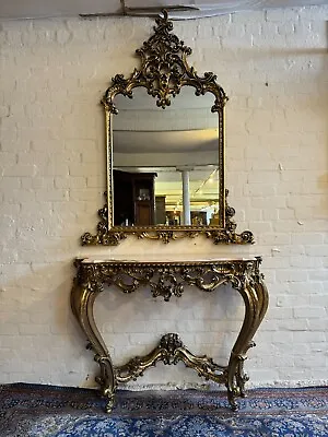 Opulant French Marble Top Gilt Console With Mirror • £1275