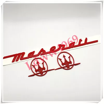 3PC Set Red Emblem For Maserati RH & LH Side Trunk  Badges Nameplate • $49.95