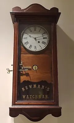 Antique 19th C. NEWMAN'S WATCHMAN Mechanical Commercial Regulator Wall Clock 32  • $1274.99