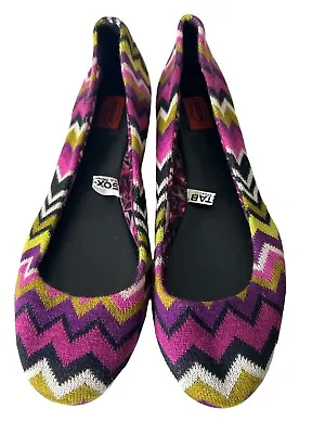 Missoni For Target Pink Black Chevron Zig Zag Striped Ballet Flats Sz 8 NEW! • $24