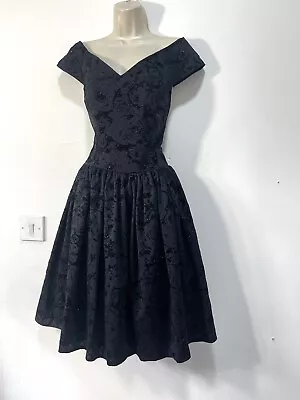 Black Dress 80s Party Prom Cocktail Size 14 • £40