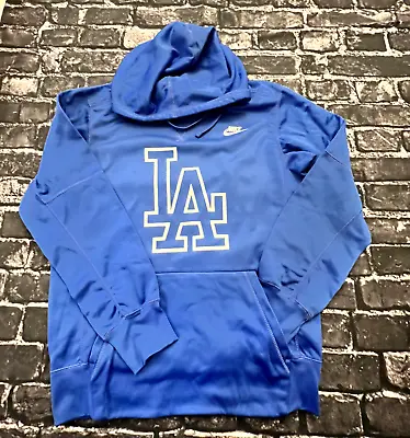 Nike Men's Large LA Dodgers Therma 100% Polyester Hoodie Pullover Blue Betts NEW • $44