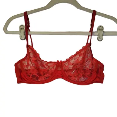 NEW Mimi Holliday 36B Red Lace Bra Lingerie Swarovski Crystal Heart Sexy • $36