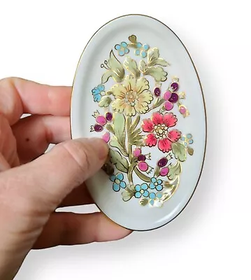 $18.99 • Buy Zsolnay Hungary Hand Painted Gold Floral Porcelain Oval Trinket Dish 4.5  Signed