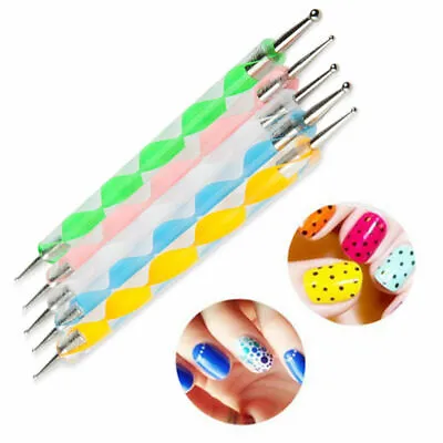 5 Pc 2 Way Dotting Pen Tool Nail Art Tip Dot Paint Manicure Kit US STOCK • $5.97