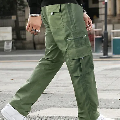 Men's Cargo Joggers Pants Sweatpants Athletic Loose Sports Trousers Workout Gym • $16.29