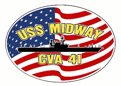 USS MIDWAY CVA 41 Oval Decal / Sticker Military USN U S Navy • $19.99