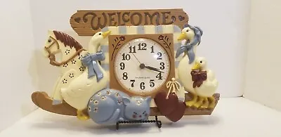 Vintage Burwood Country Clock Kitsch Kitchen Decor Molded Plastic Cat Horse Duck • $42.81