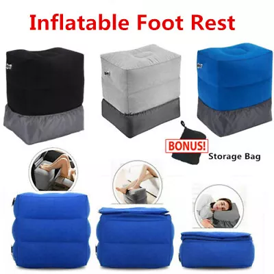 Foot Rest Travel Air Pillow 3 Layers Inflatable Cushion Leg Foot Rest Relax Car • $19.99