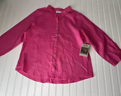 Habitat Clothes To Live In Tunic Top Shirt XL  100% Linen Fuchsia Pink NEW • $38.24