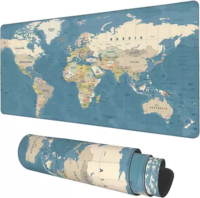 Desk Mat Blue Vintage World Map Extended Gaming Mouse Pad Large 31.5 X11.8  B... • $25.92